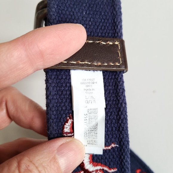 Blue fabric kids belt with embroidered dogs. - Picture 5 of 6